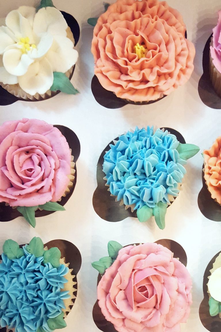 Floral Cupcakes Four Oaks Bakery